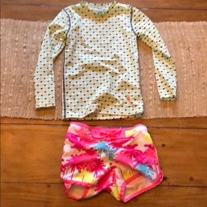Girls swim shorts and rash guard shirt size 4/5